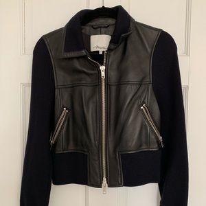 3.1 Philip Lim leather + knit bomber jacket